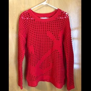 Kenar red knit sweater with anchor detail